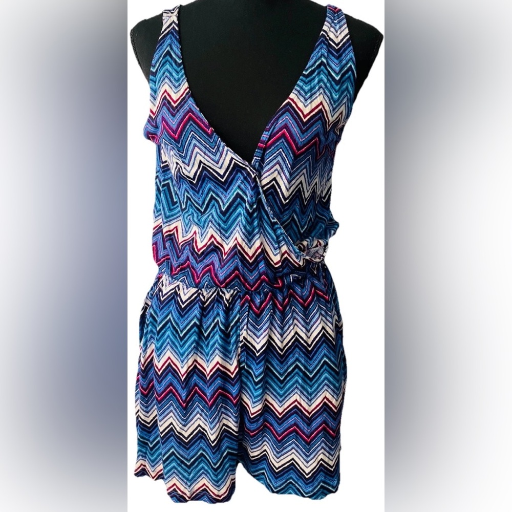 H&M Womens Blue Viscose Blend Playsuit One-Piece Size